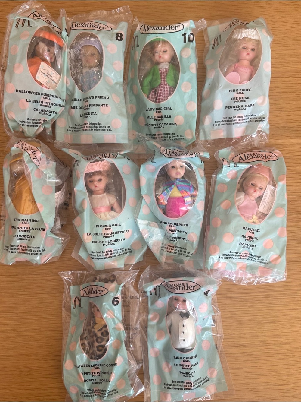 Madame Alexander Mini Doll Sets in Leooard, Rain, Flower Girl, Hannah Pepper